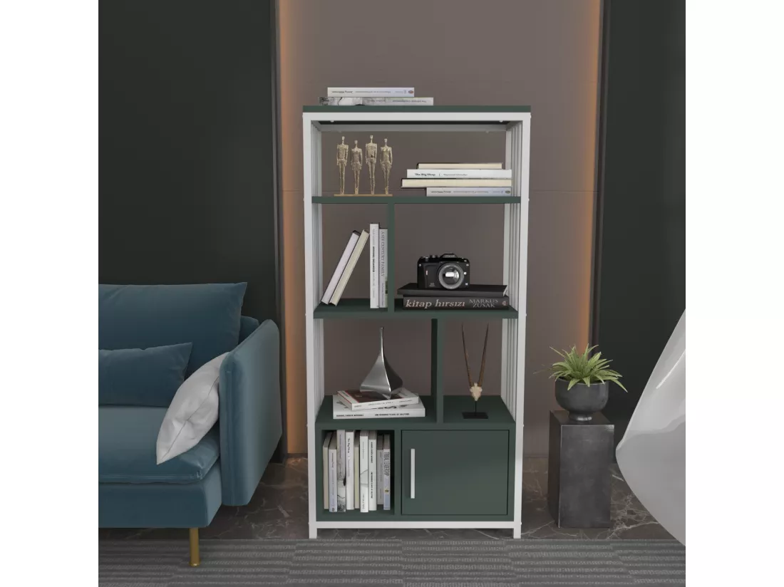Bibliothèque en métal Valero avec placard (Vert et Blanc)