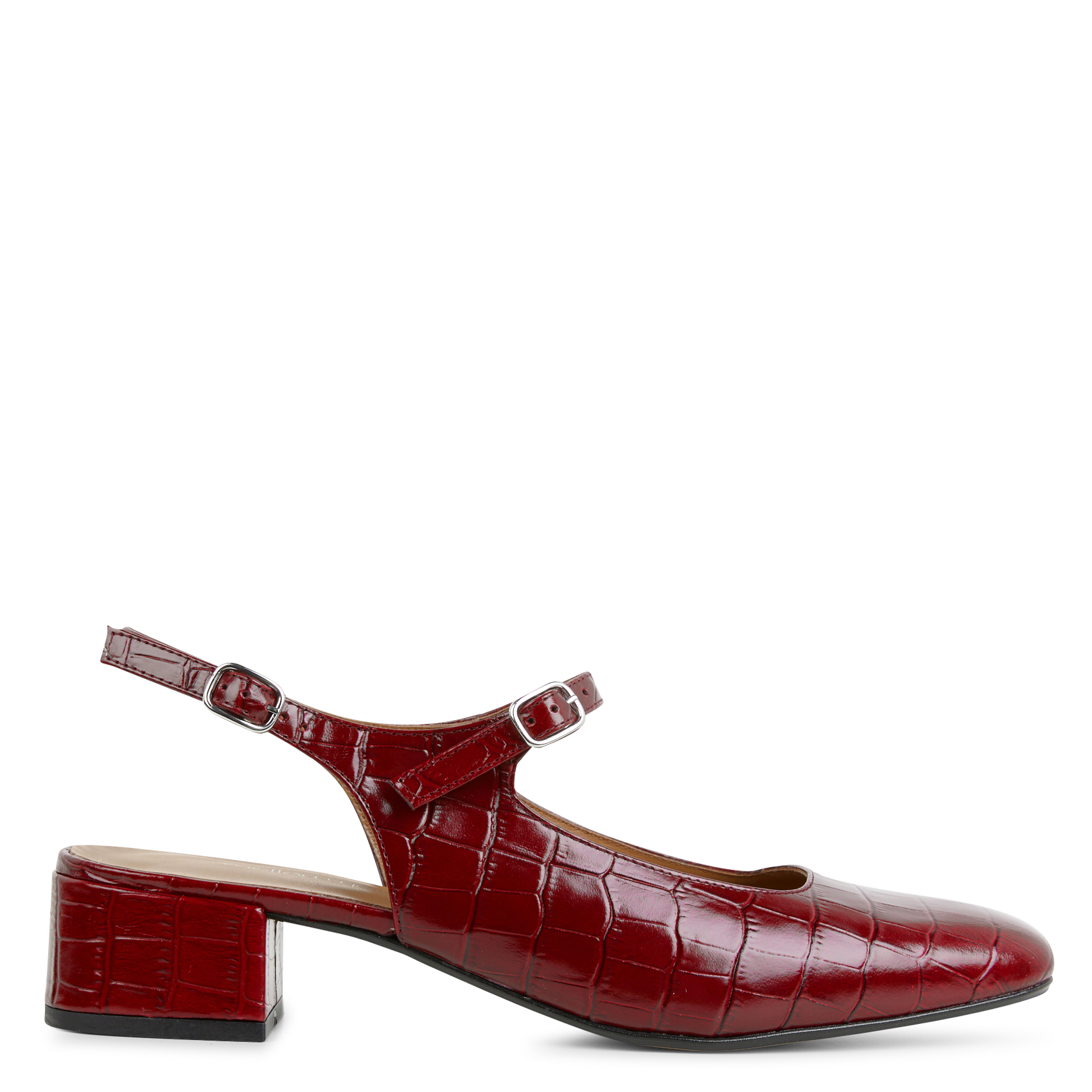 CLARISSA - Babies en cuir embossé python | Rouge