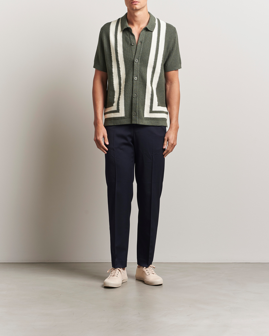 NN07 Ares Knitted Short Sleeve Shirt Croc Green
