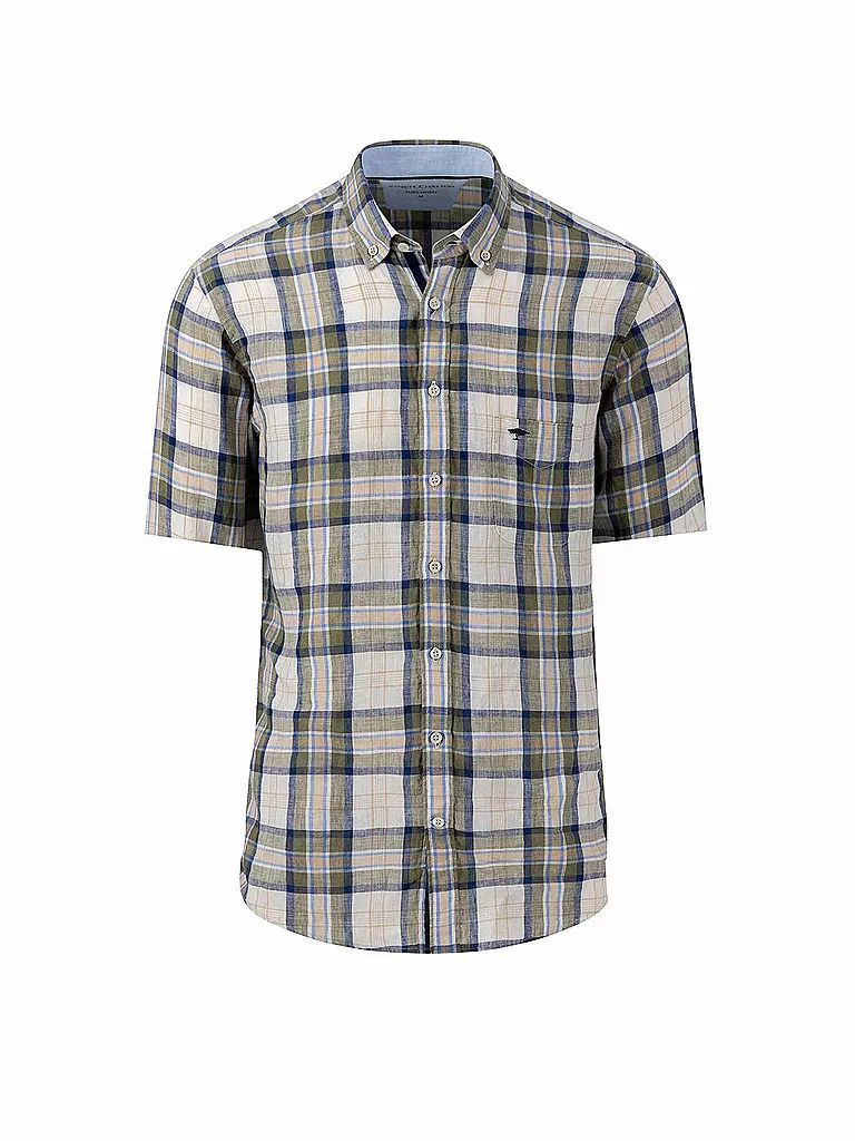 FYNCH HATTON Leinenhemd Casual Fit olive