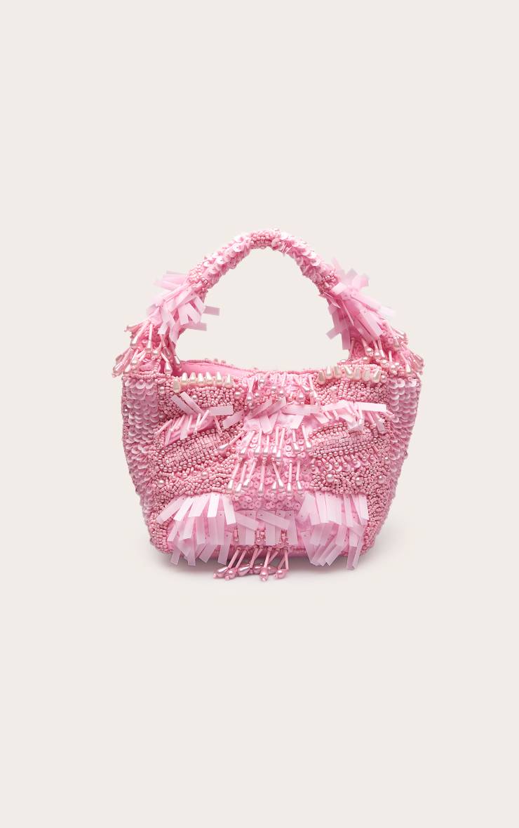 Rose Sac Orné De Sequins Et Perles