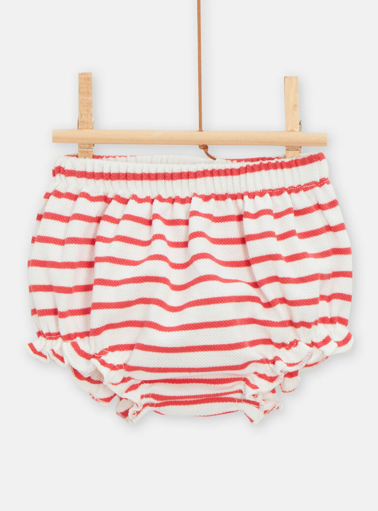 Ensemble robe imprimé moineaux et short rayé rouge