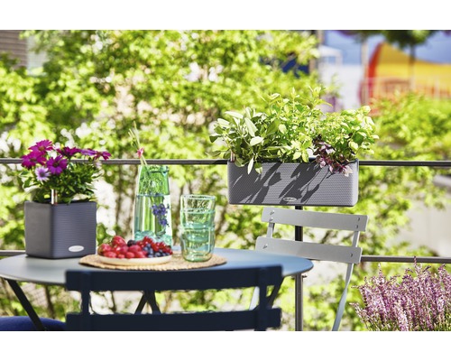 Lechuza Cube Color bloembak 40x14x13,5 cm grijs incl. grondbewateringssysteem