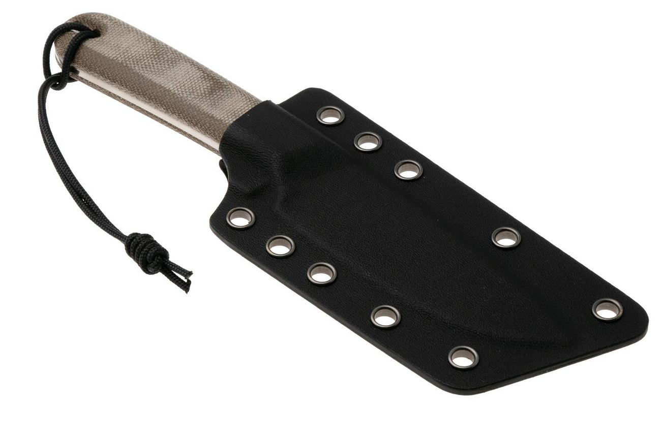 The James Brand The Hell Gap stainless   od green micarta vaststaand mes