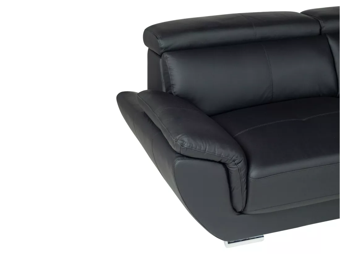 Canapé d'angle en cuir NAHIA - Noir - Angle droit