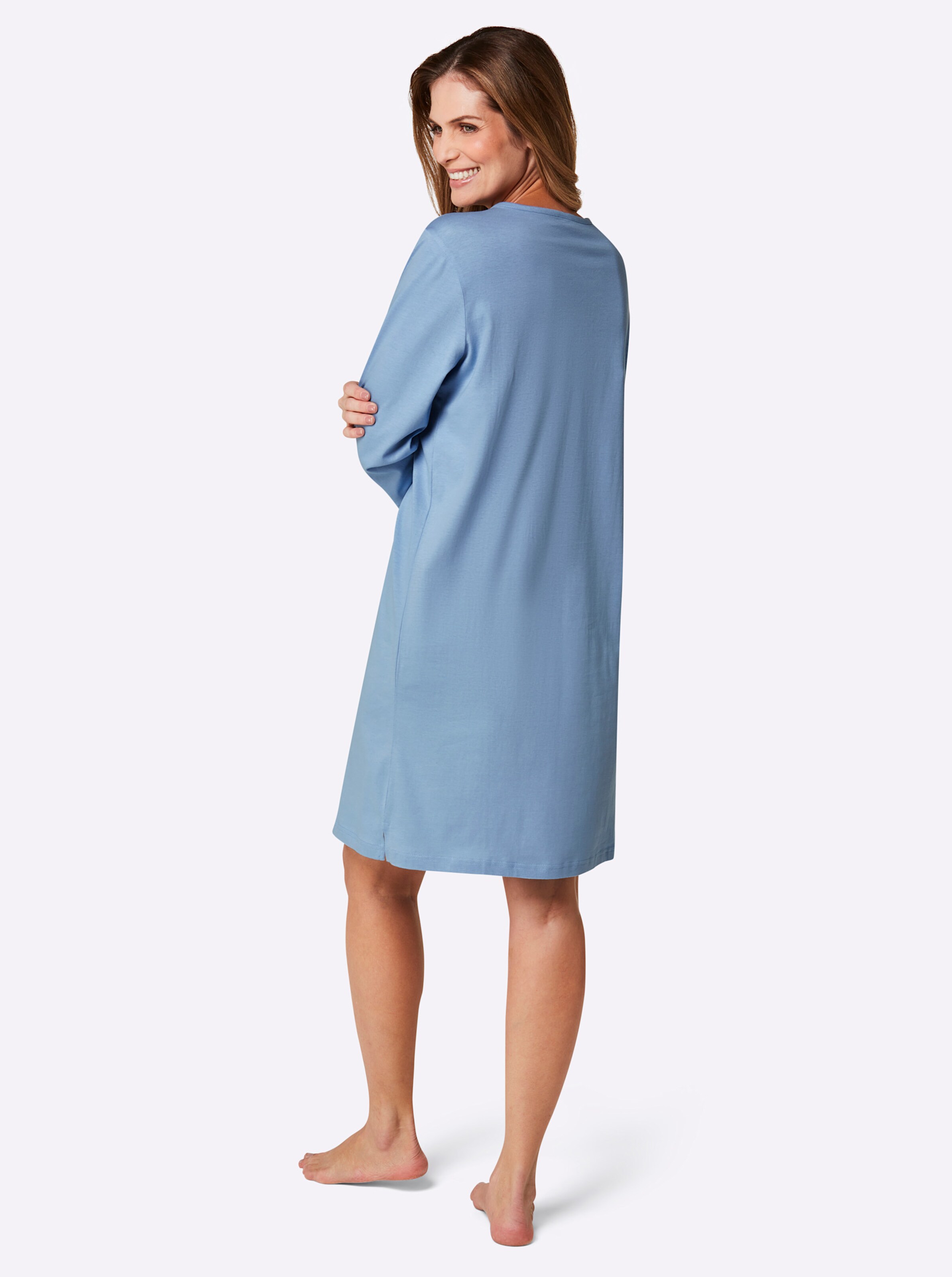 wäschepur Sleepshirts in bleu + hortensia-bleu-geringelt