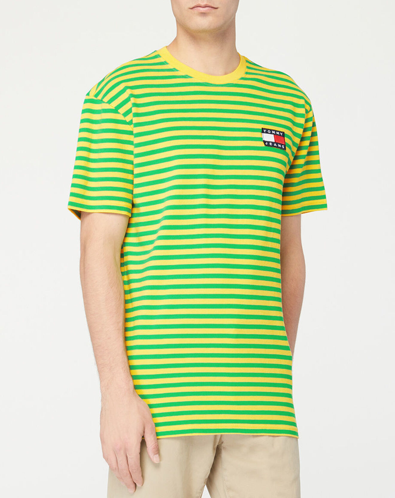 Tommy Jeans T-Shirt piqué rayé jaune/vert