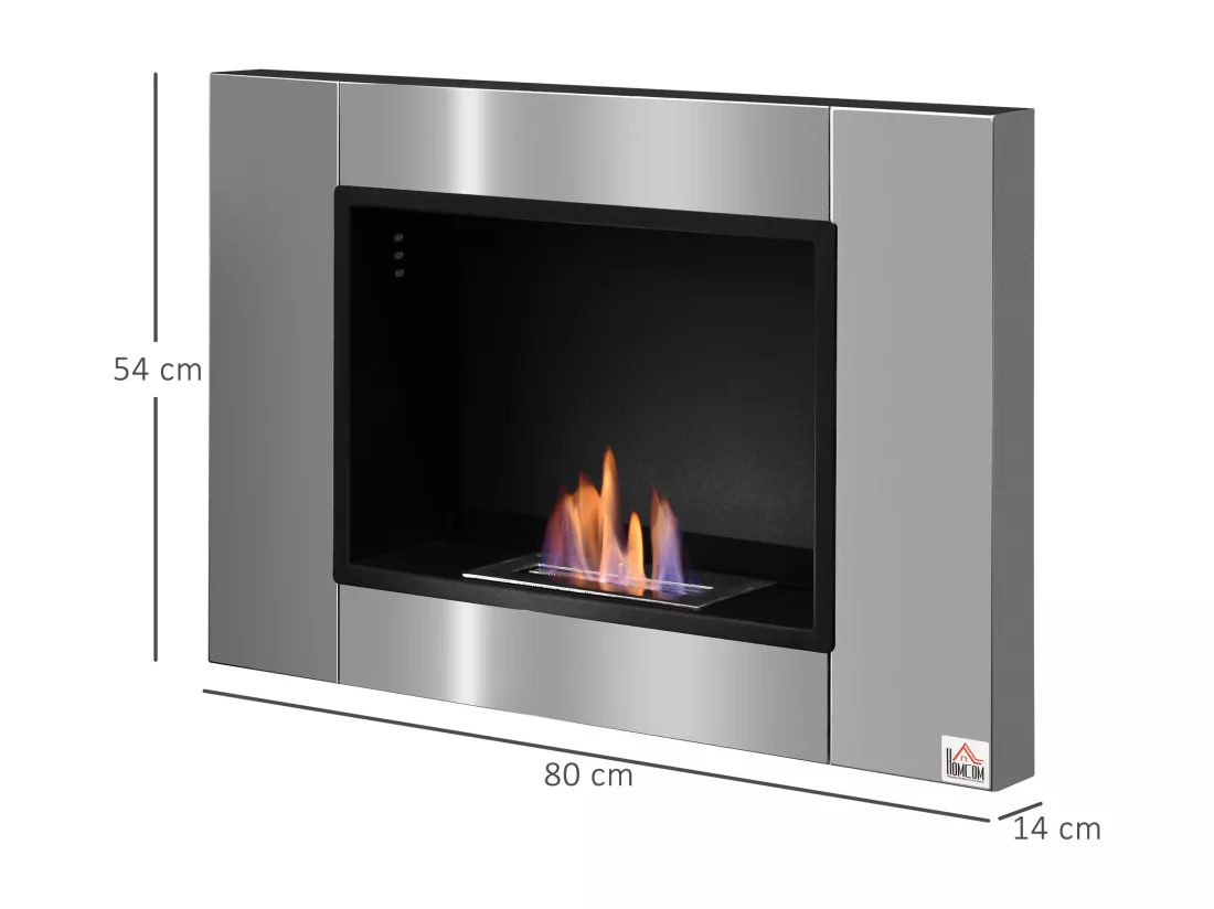 Cheminée bioéthanol murale design Bauhaus 1 brûleur 1,5 L couverture 20-25 m² acier inox brossé