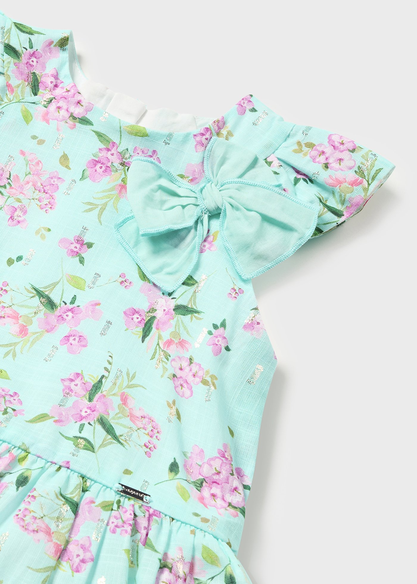 Vestido estampado com laço de algodão para bebê