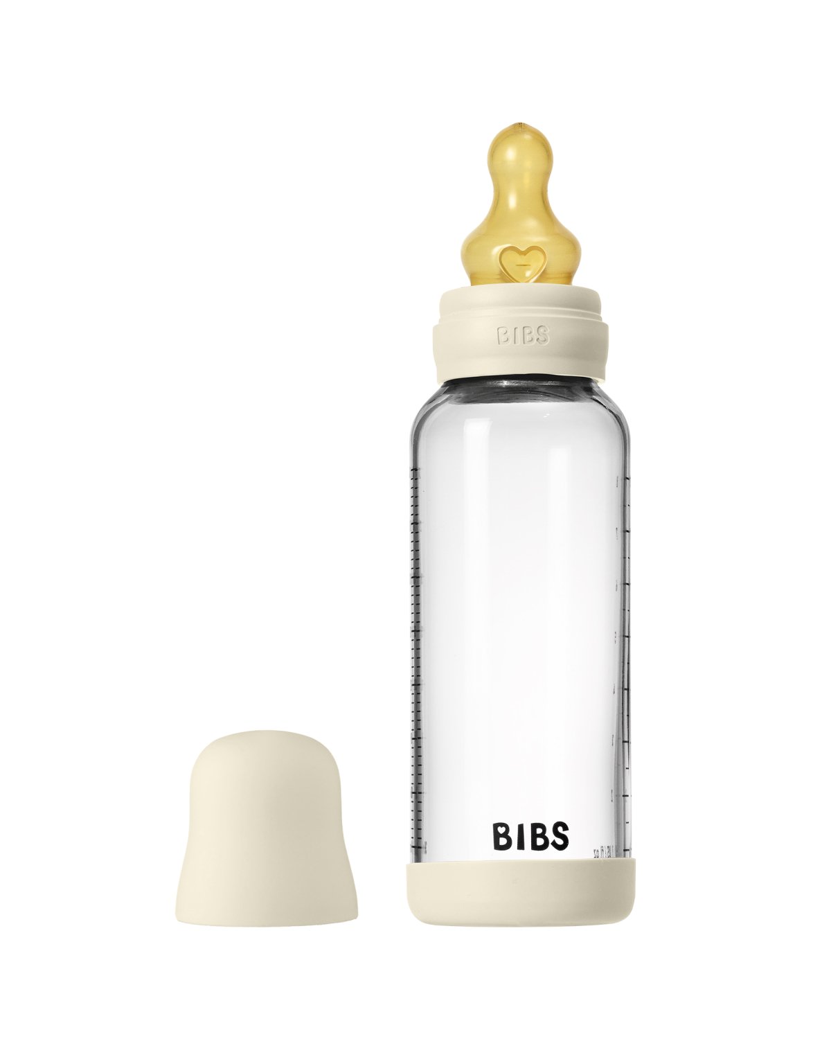BIBS Tåteflaske i Glass med silikonbunn | Komplett Sett – 240ml
