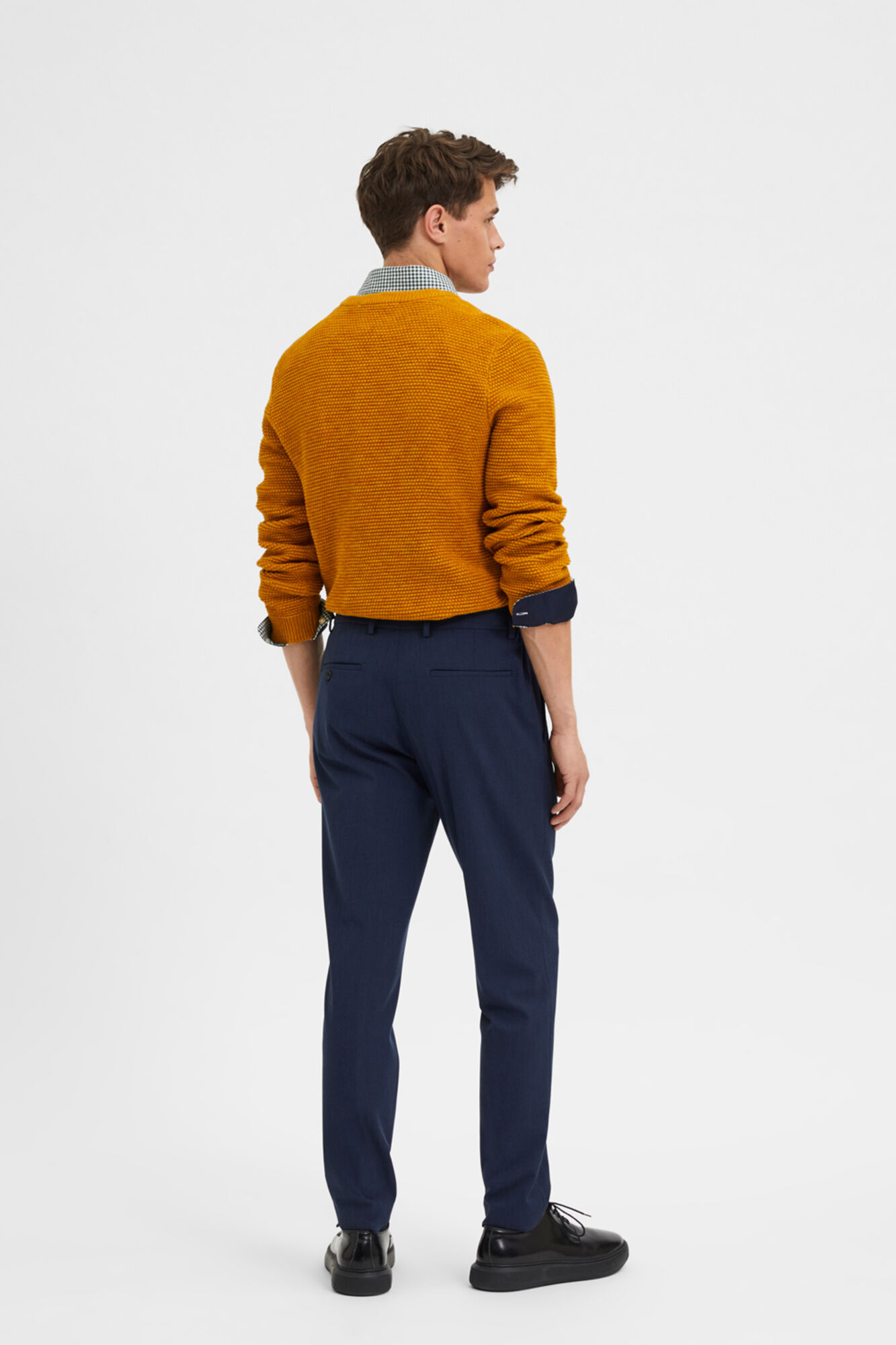 Calça estruturada de corte justo - Azul