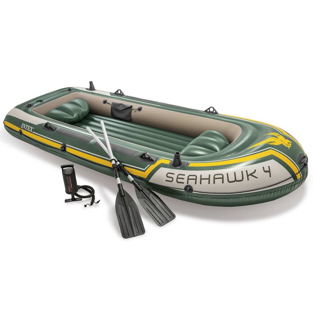 Conjunto de barco inflável Intex Seahawk 4 com remos e bomba.
