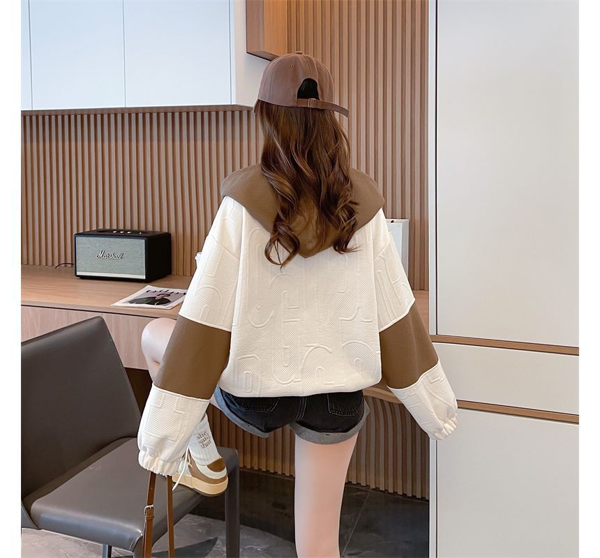 Jewie - Oversized hoodie met geborduurde letters en rits