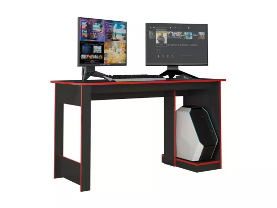 Bureau Gamer Noir Chants Rouges 1 Caisson UC L 136 H 75 P 54 cm