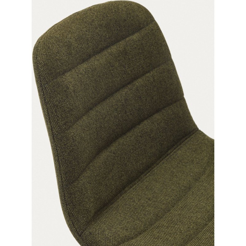Tabouret  Zunilda en chenille vert foncé et acier avec finition noir mat hauteur 65 cm