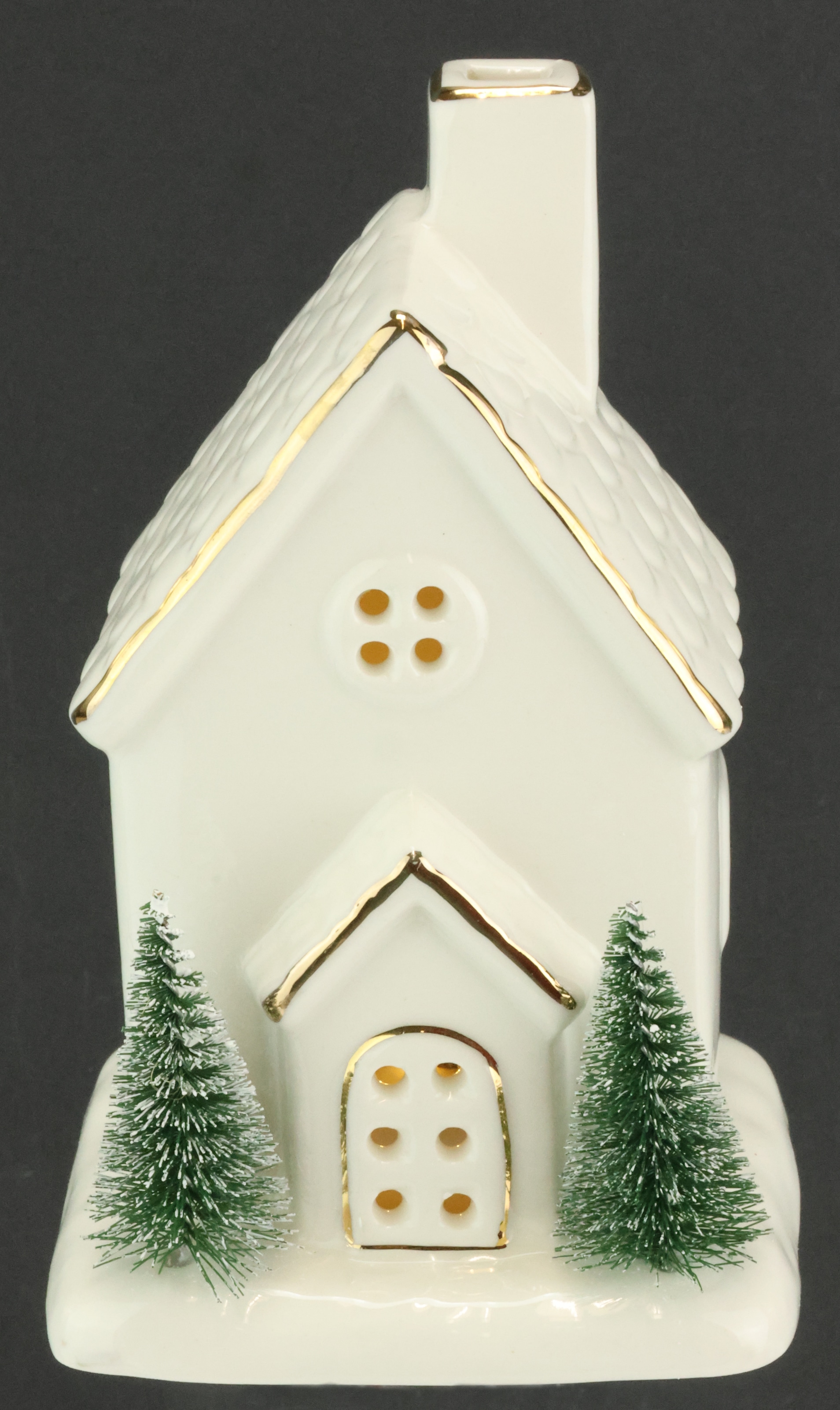 I.GE.A. LED-Dekofigur »LED-Haus« Dekoobjekt LED batteriebetrieben Weiss Gold Weihnachtsdeko