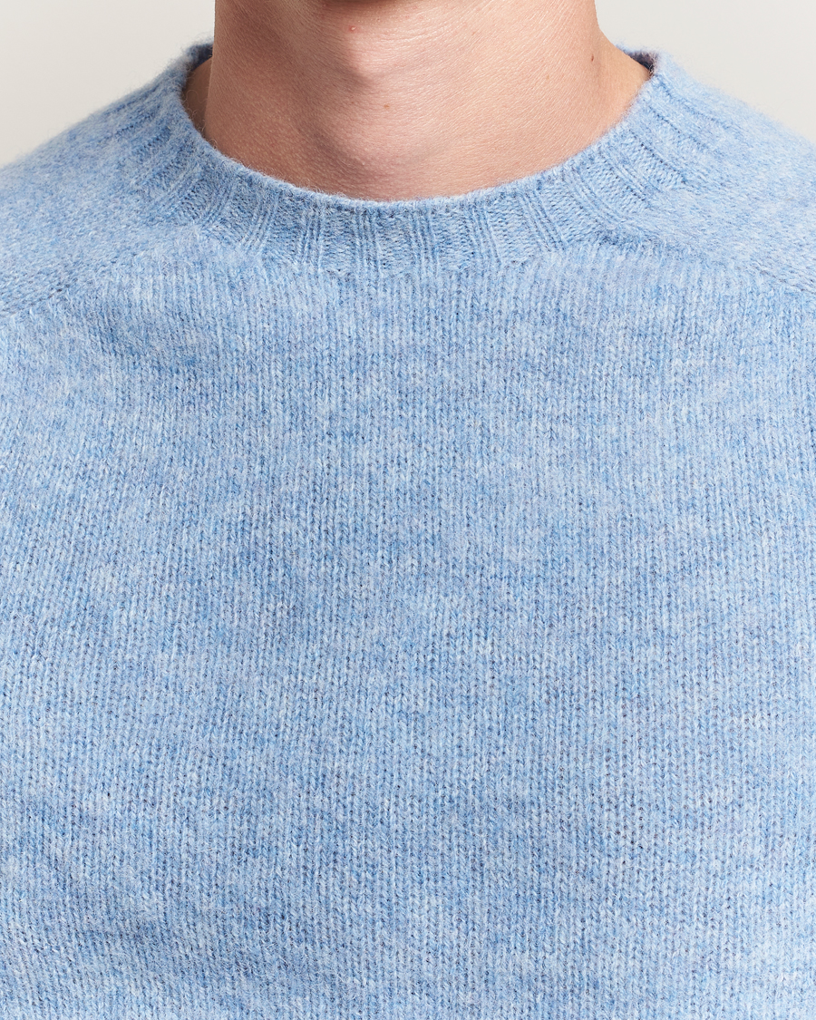 Harley Of Scotland Brushed Supersoft Lambswool Crewneck Glacier