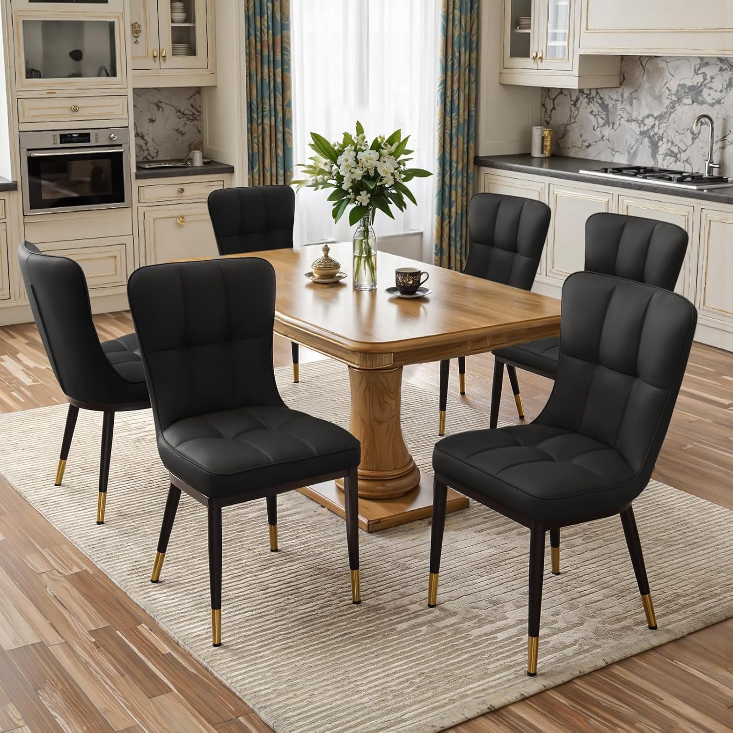 Bekrvio 200KG Belastbar Esszimmerstühle 2Er Set, Kunstleder Stühle Esszimmer（8cm dick）, Einteiliger Metallbeinen Küchenstühle Mit Lehne, Leichter Luxus-Polsterstuhl Fü Küche Esszimmer Wohnzimmer