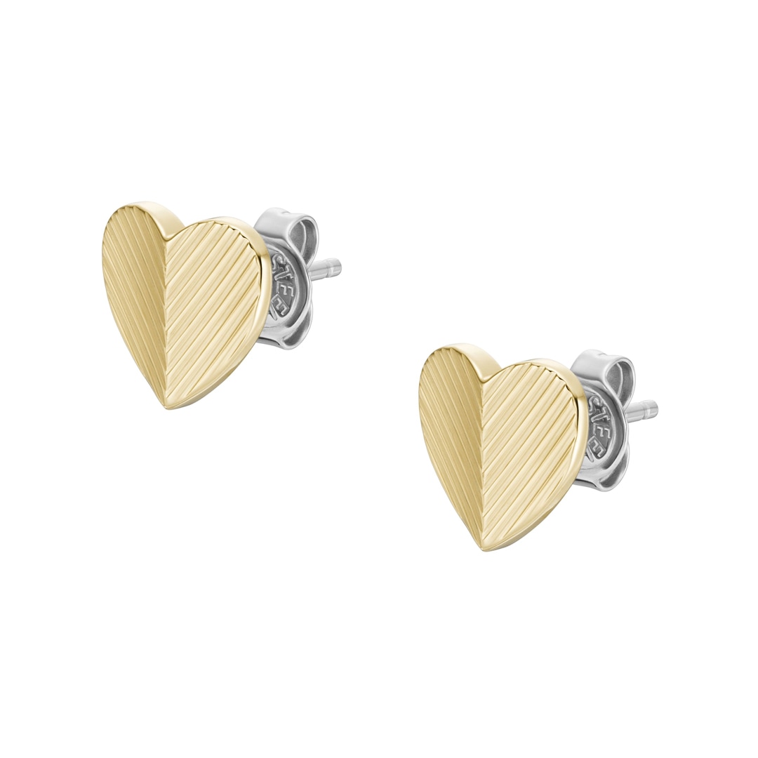 Fossil Ohrstecker Harlow Linear Texture Heart goldfarben