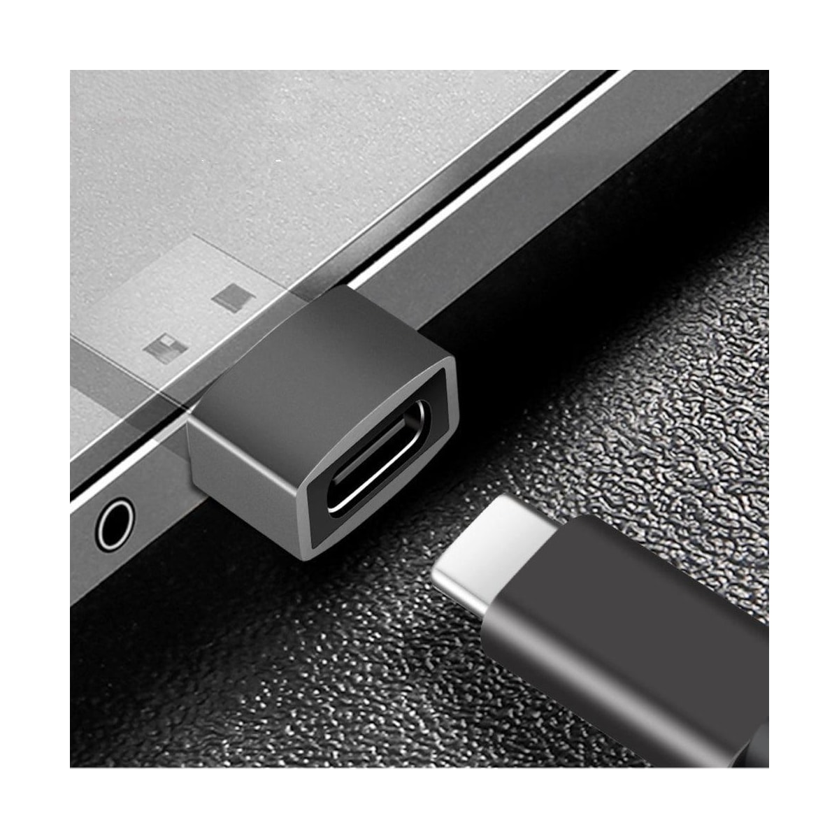 NÖRDIC USB C til OTG USB En mini adapter metall grå