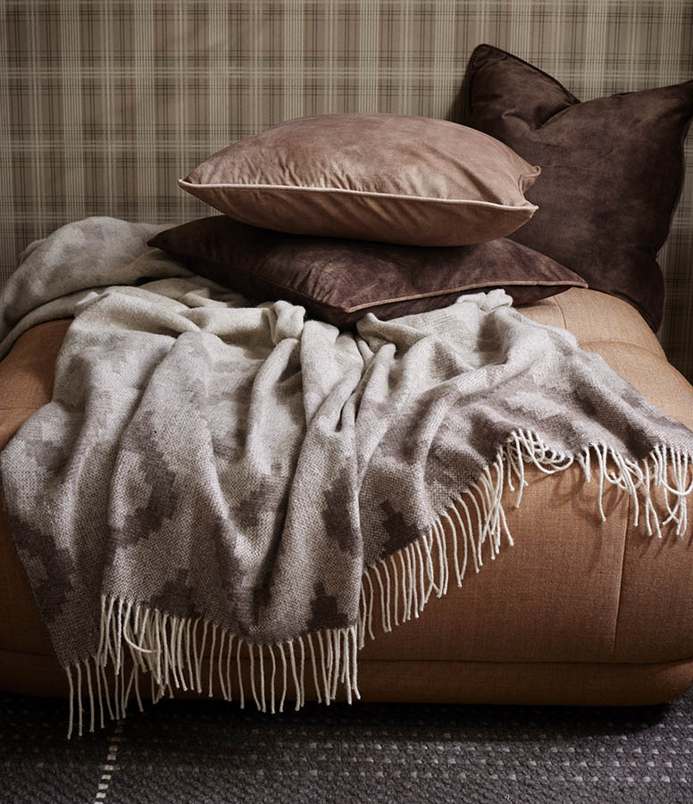 Milia merinoullpledd 130x170 beige