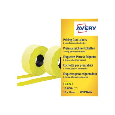 Avery - Boîte de 10 rouleaux de 1200 étiquettes de prix - 26 x 16 mm - jaune