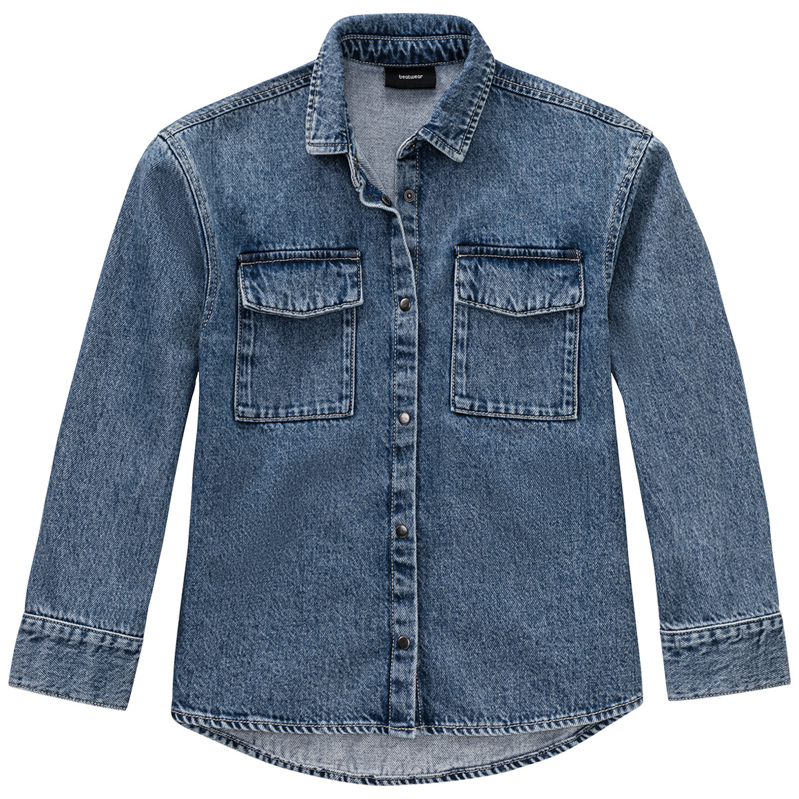 Beatwear Mädchen Jeans-Bluse mit Druckknöpfen blau