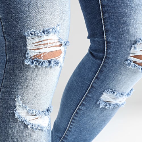 Jean Skinny Fit Avec Déchirures 0047 Denim Bleu Medium
