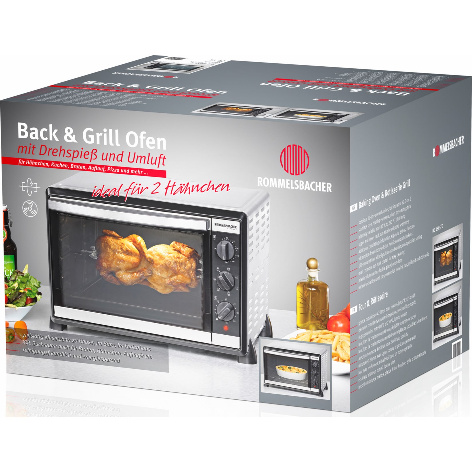 Rommelsbacher Mini-Backofen Back- und Grillgerät BG 1805/E