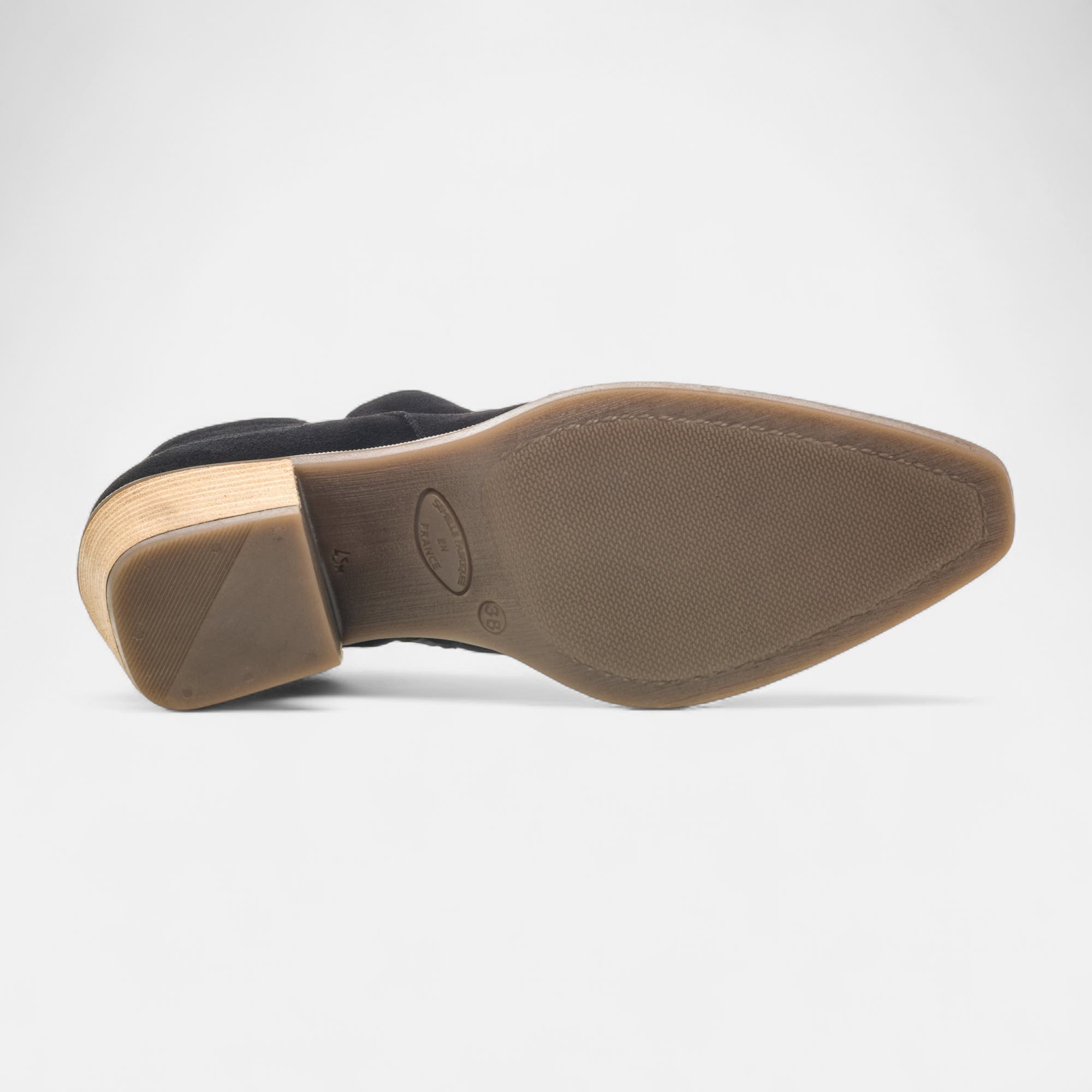 Santiags à talon Femme en cuir noir