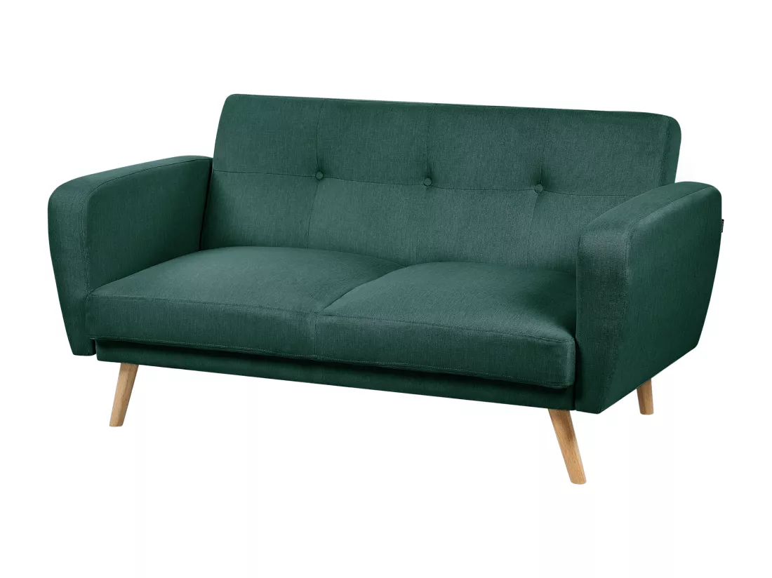 Canapé convertible 2 places en tissu vert FLORLI