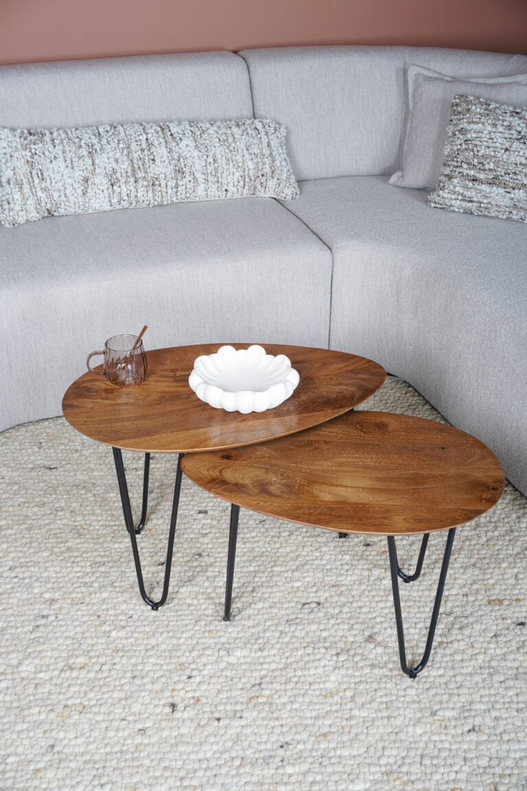 Salontafel Fabio Espresso Mangohout – Set van 2