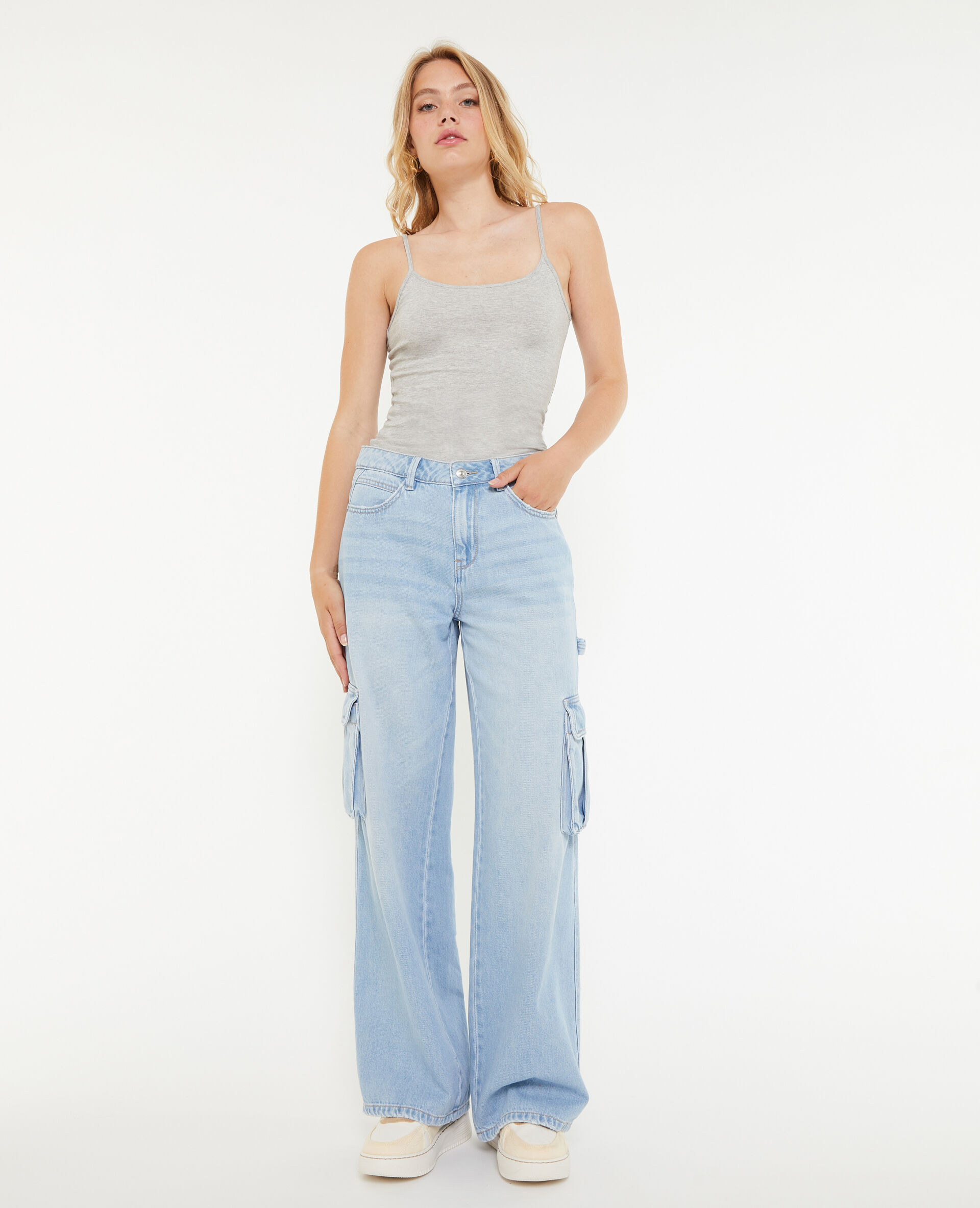 Jean cargo large - Bleu