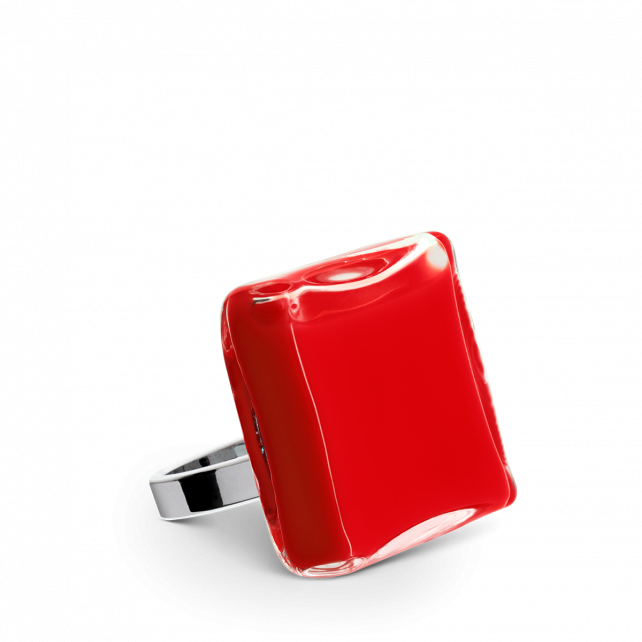 Bague en verre soufflé - Carré Mini Milk