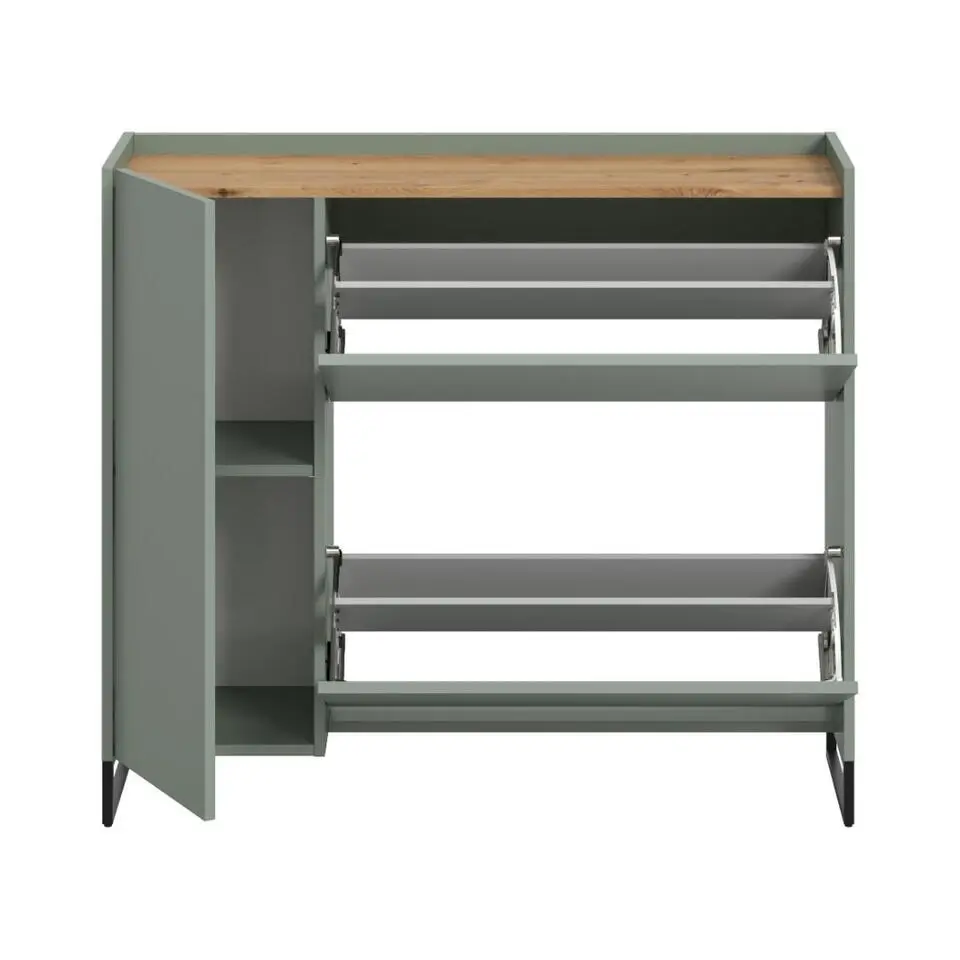 Hioshop Drive schoenenkast 1 deur- 2 vouwdeuren salvie decor