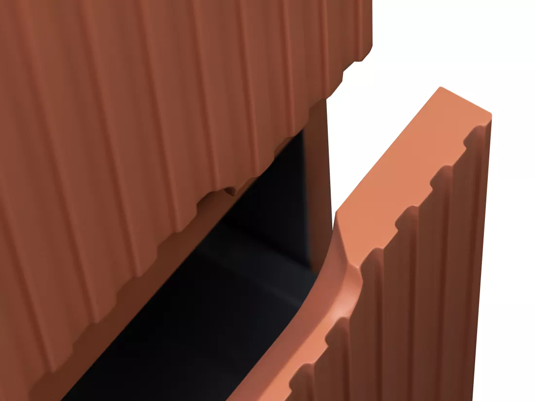 Meuble sous vasque suspendu strié terracotta - 150 cm - PAVANI