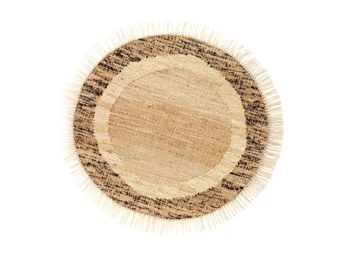 Tapis en laine et coton de jute 180 cm diam.