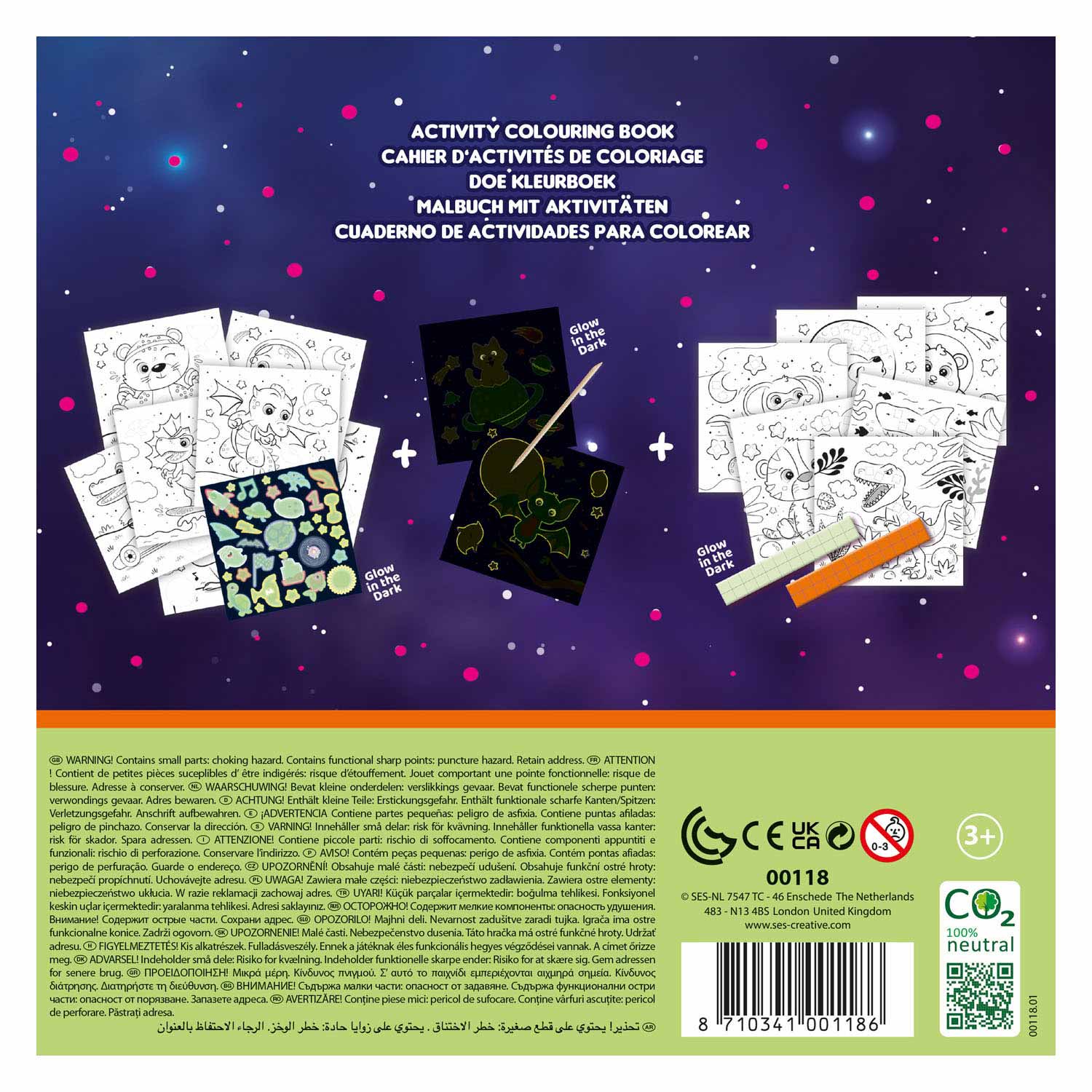 SES Doe Kleurboek Glow in The Dark 3in1