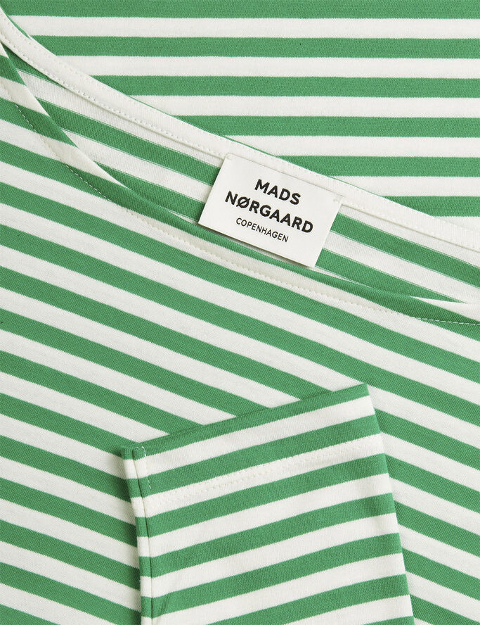 Mads Nørgaard - Copenhagen Soft Single Silke Tee LS Grøn hvid striber
