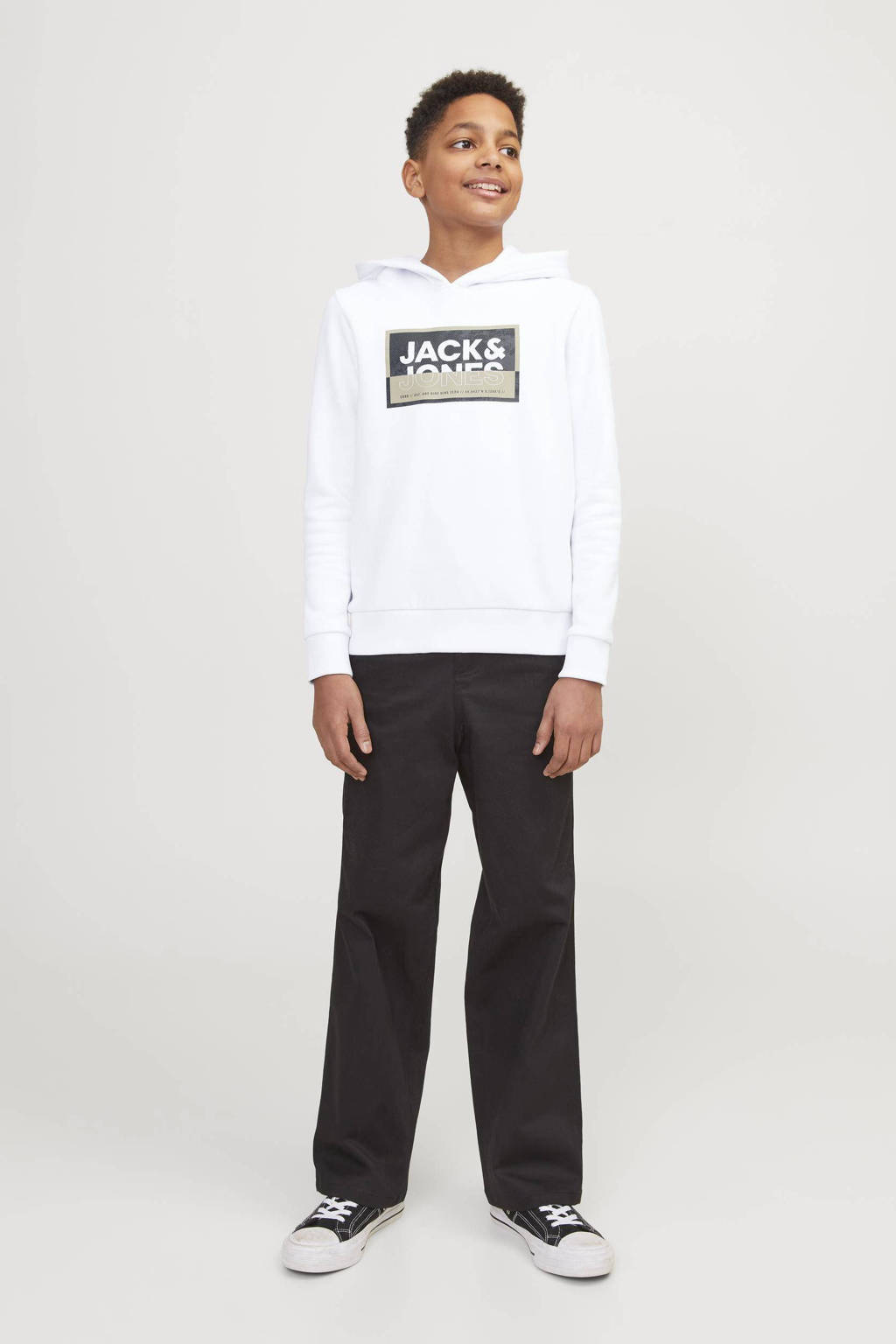 JACK & JONES hoodie JCOLOGAN met logo wit