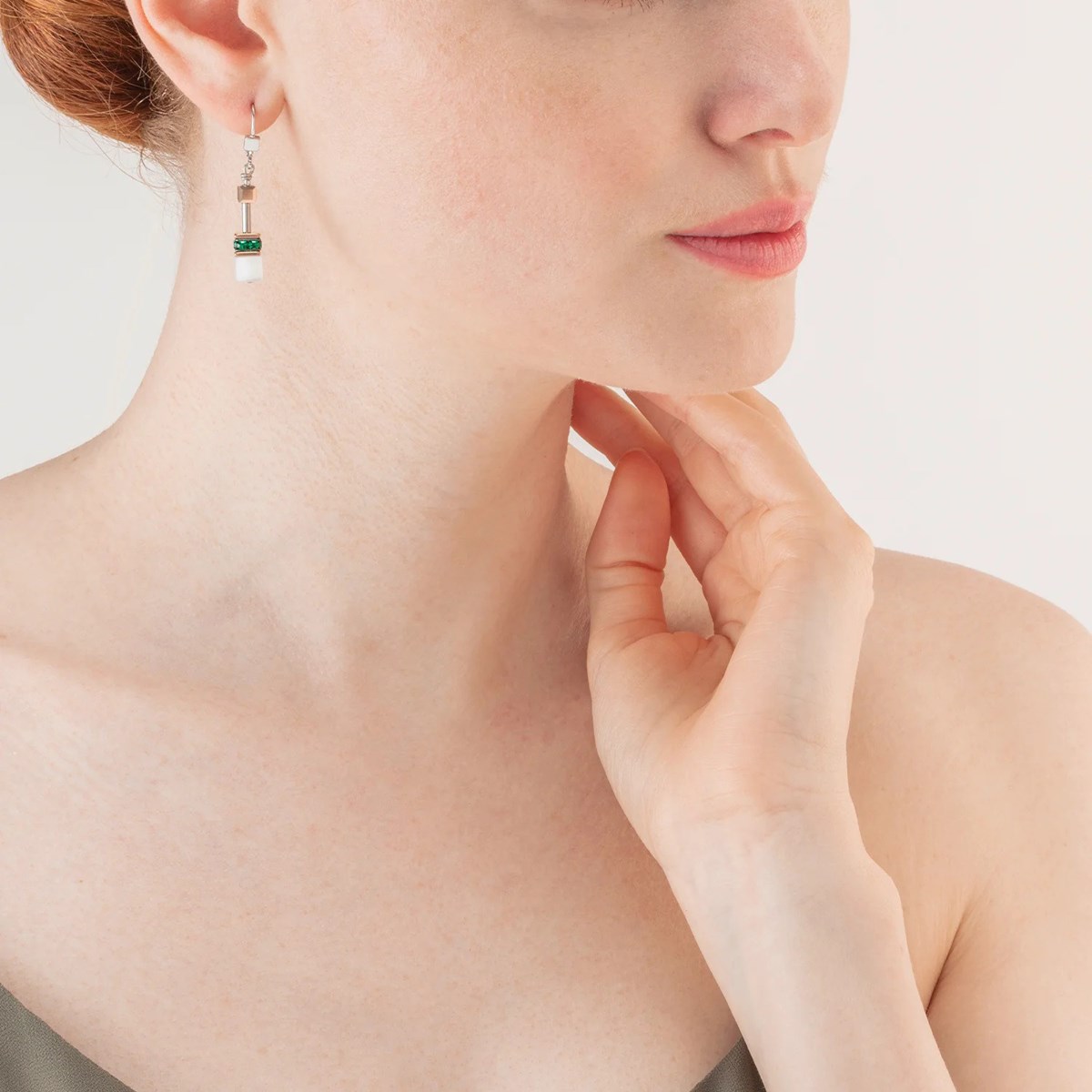 Boucles d'oreilles Coeur de Lion Iconic rose blanc et vert