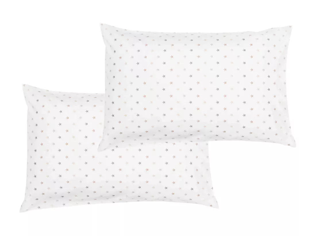 Lot de 2 taies d'oreiller bébé coton mini étoiles 40x60 cm