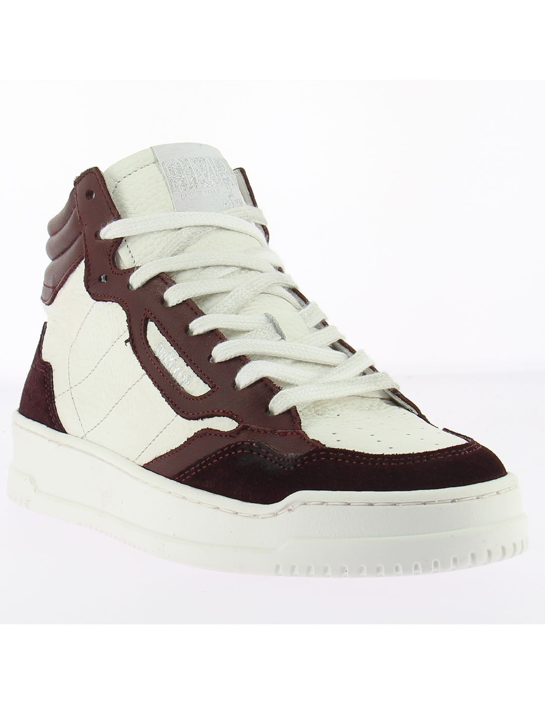 semerdjian baskets montantes femme vale 8407 cuir blanc/bordeaux