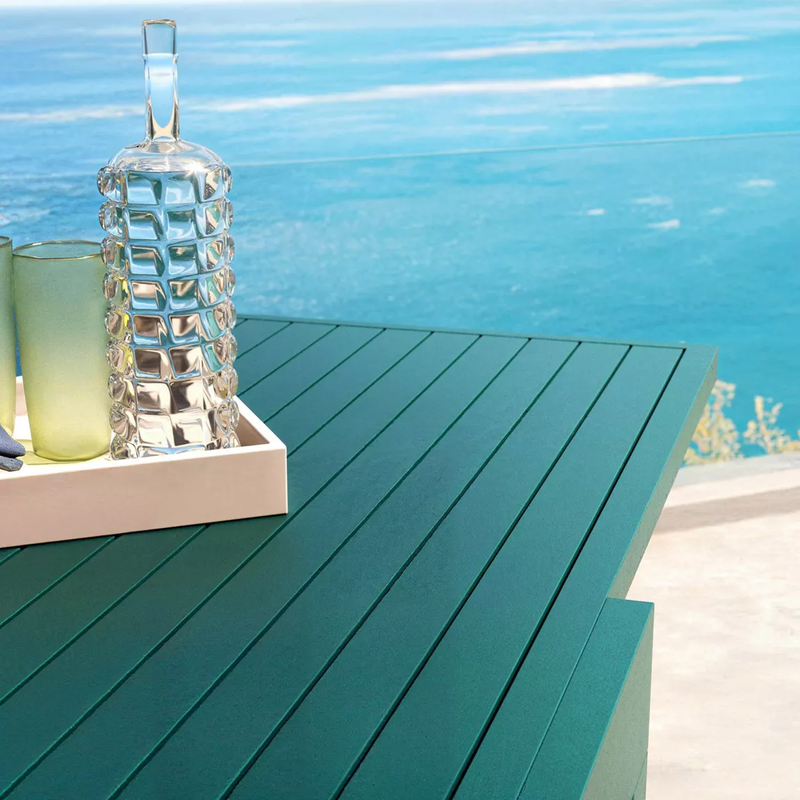 Table de jardin extensible en aluminium 8 places (90/180 x 90 cm) Murano Bleu pétrole