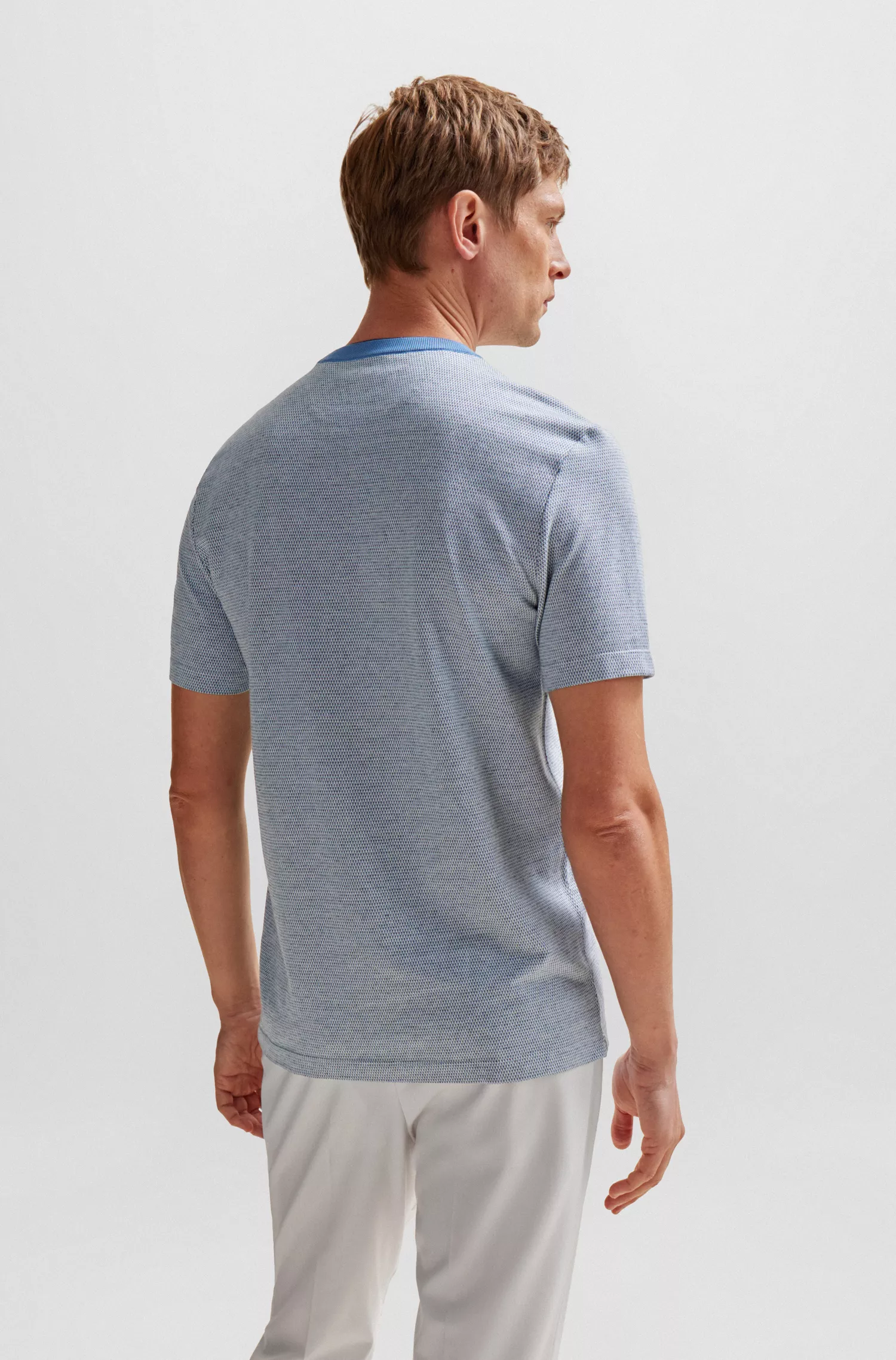 Camiseta BOSS Camel com estrutura Bubble em algodão e cashmere.