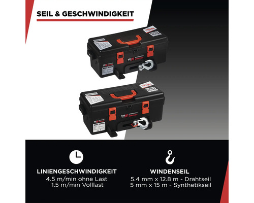 TROJAN draagbare elektrische lier 4000LB / 1,8t synthetisch touw 12V