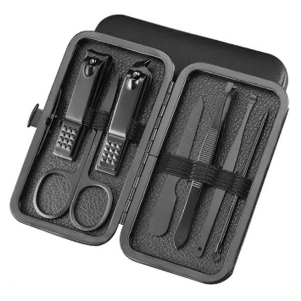 Svart manikyrsett 7 deler - Nail Mower Nail Kit Etui
