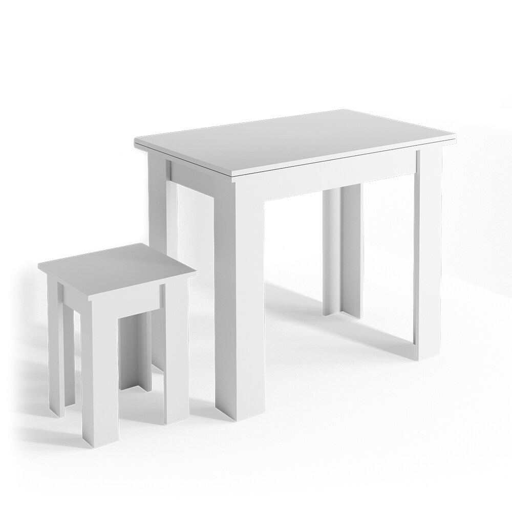 Vicco Eckbankgruppe Küchentisch Roman weiß Esstisch 120x90cm Hocker Essgruppe Esszimmertisch