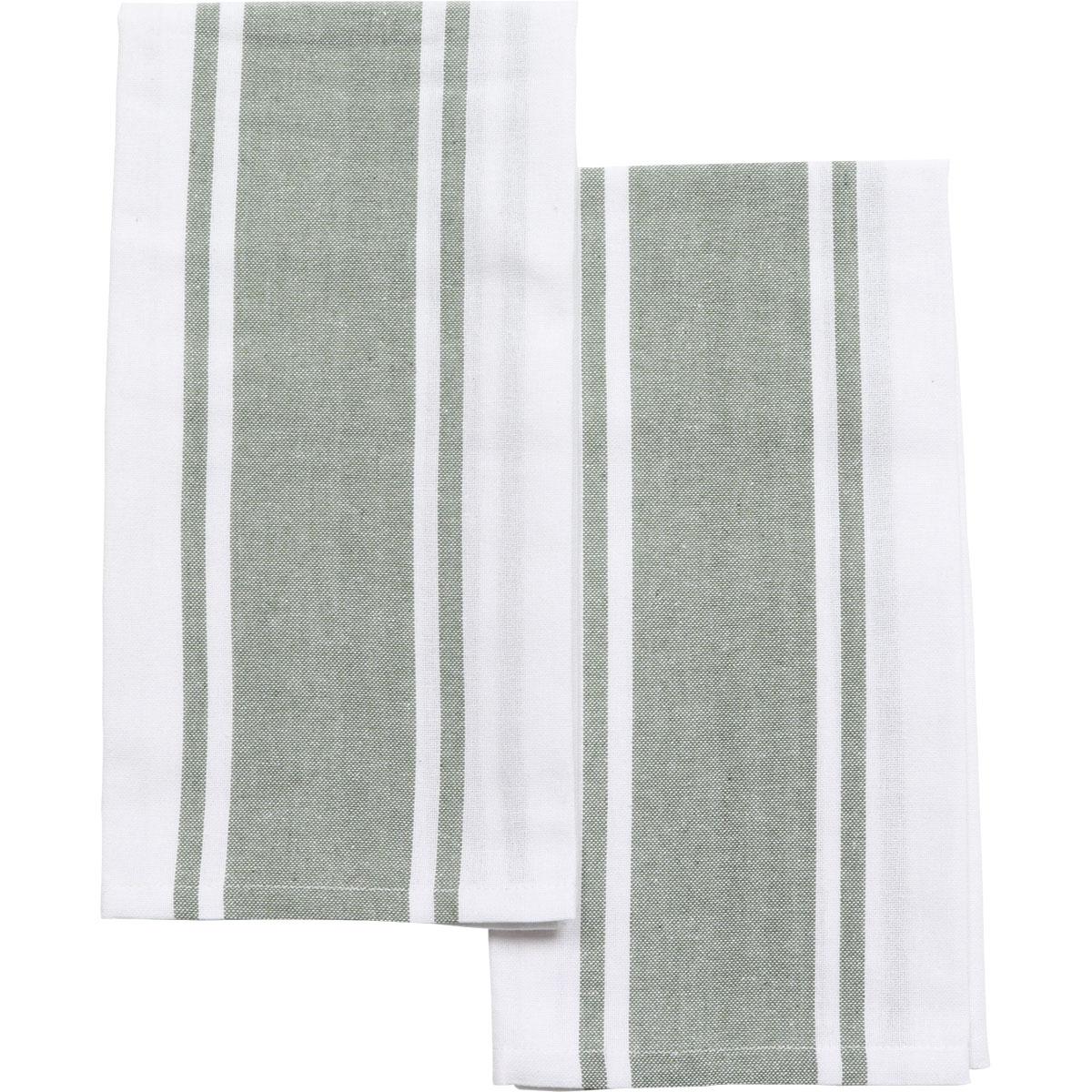 SET 2 TORCHONS LENA 50X70CM COTON POLYESTER VERT