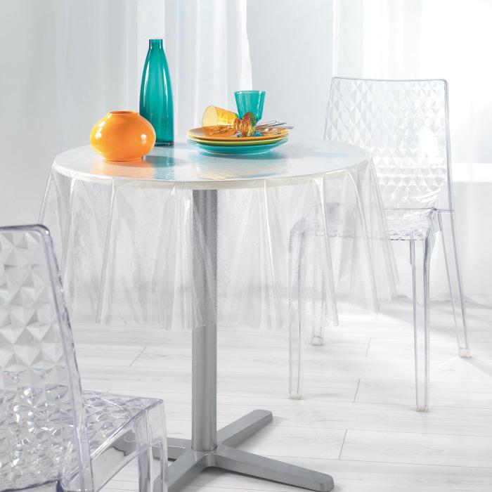 NAPPE CRISTAL RONDE D.140CM PAILLETTES ARGENTEES